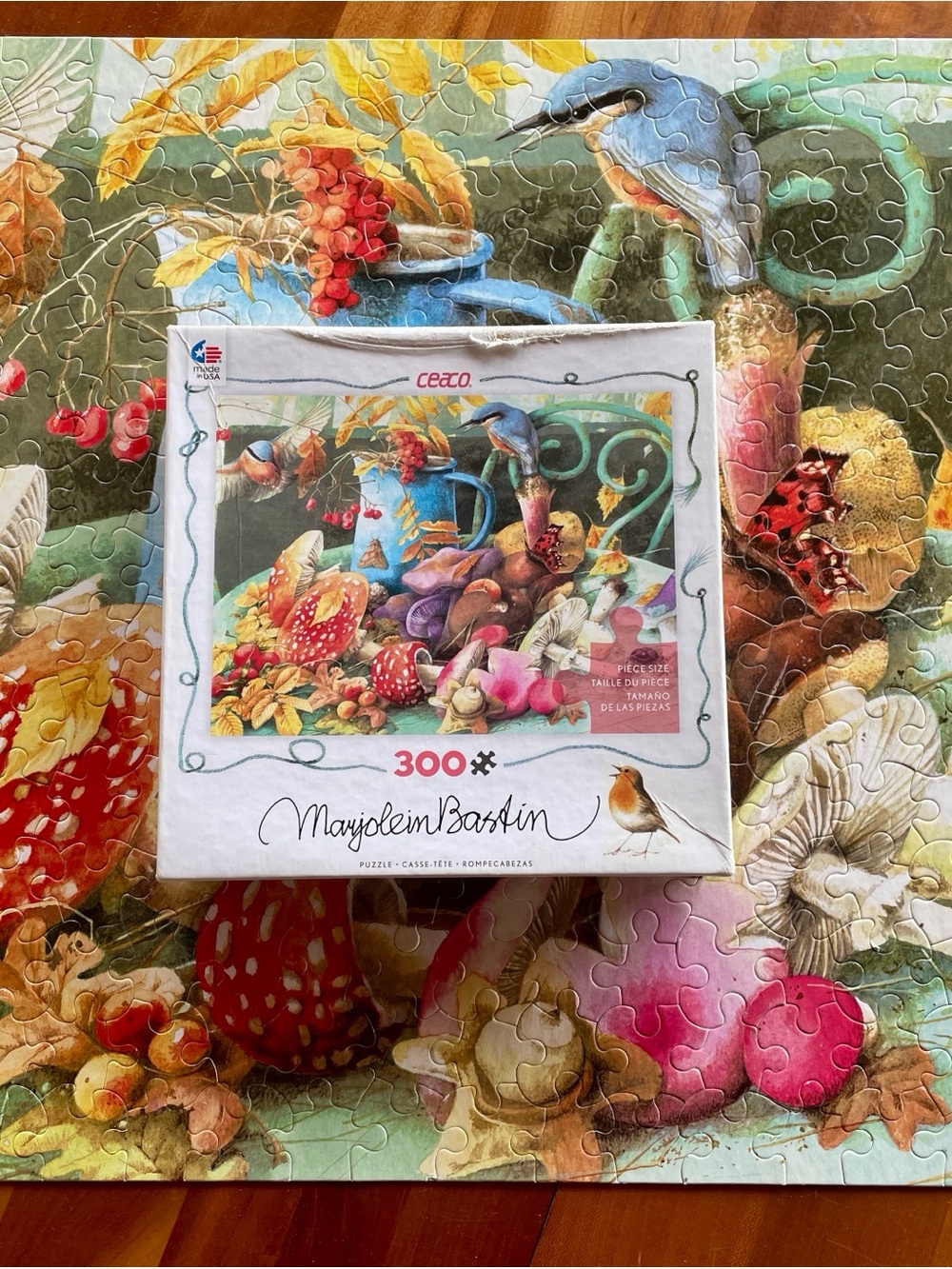 Ceaco Mushrooms & Birds Jigsaw Puzzle - Marjolein Bastin Fall Illustration 300